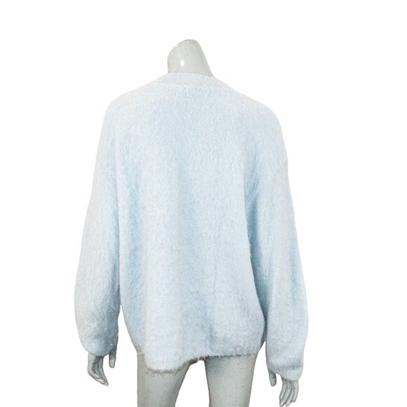VINCE Women's Oversize Fuzzy Sweater Alpaca Mohair blend in light blue sz L $345 - Picture 5 of 10